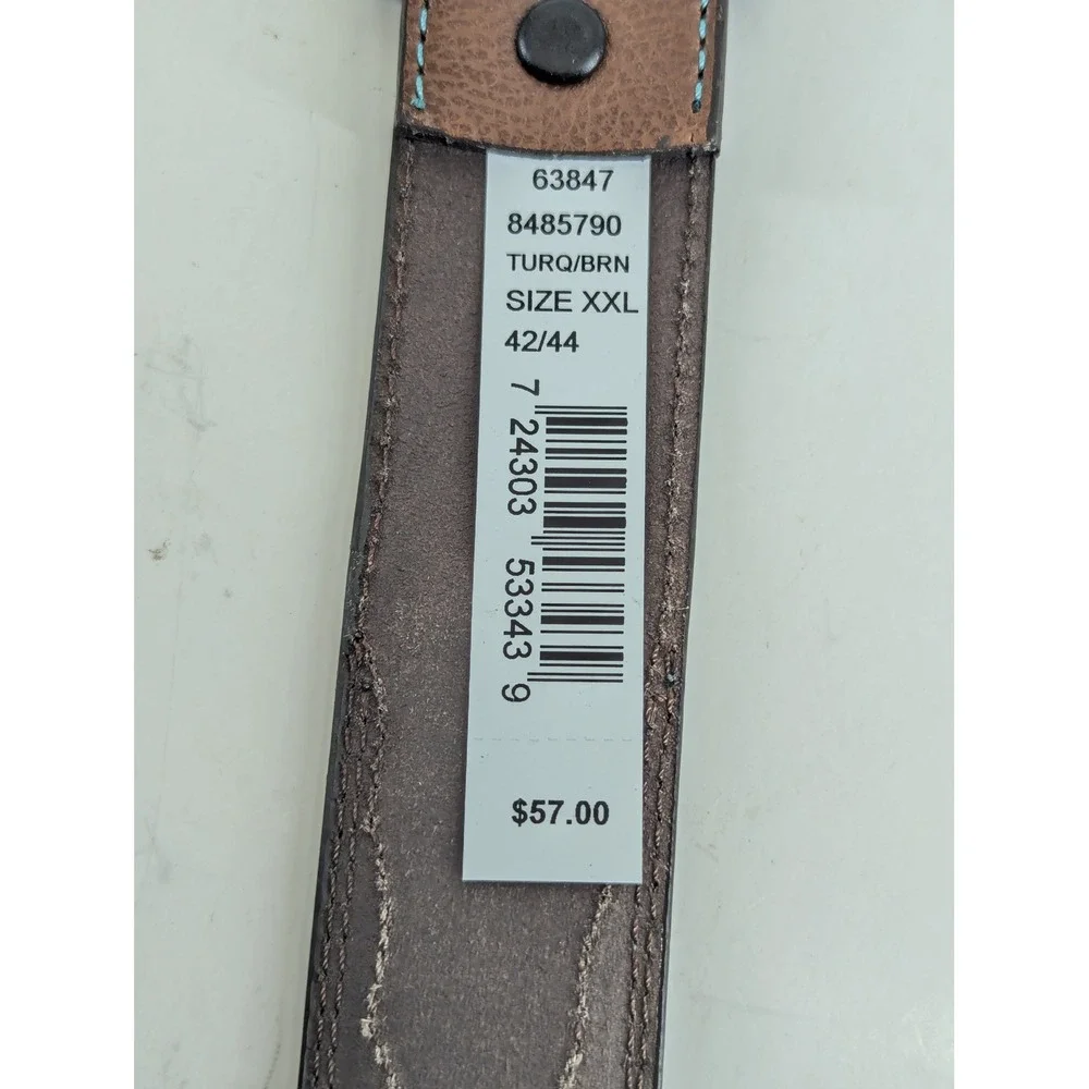 Roper Womens XXL Brown Turquoise Leather Western Belt Rhinestone Buckle 63847